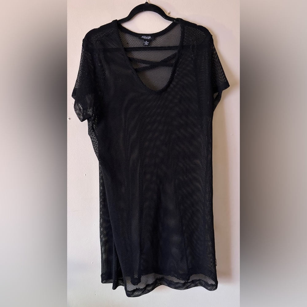 Women's Black Mesh Swim Coverup Dress